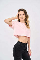 Short Sleeve Cropped T-Shirt for Womens in Pink! CICAY